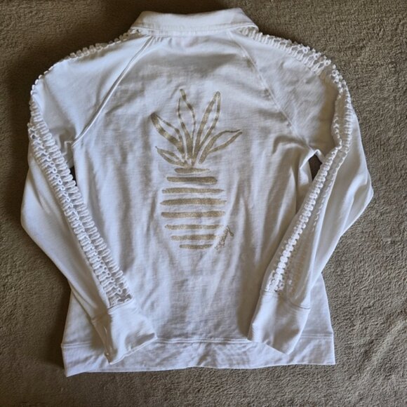 Lily Pulitzer Brigantine White Gold Glitter Stripe Pineapple Jacket size small - Picture 10 of 16
